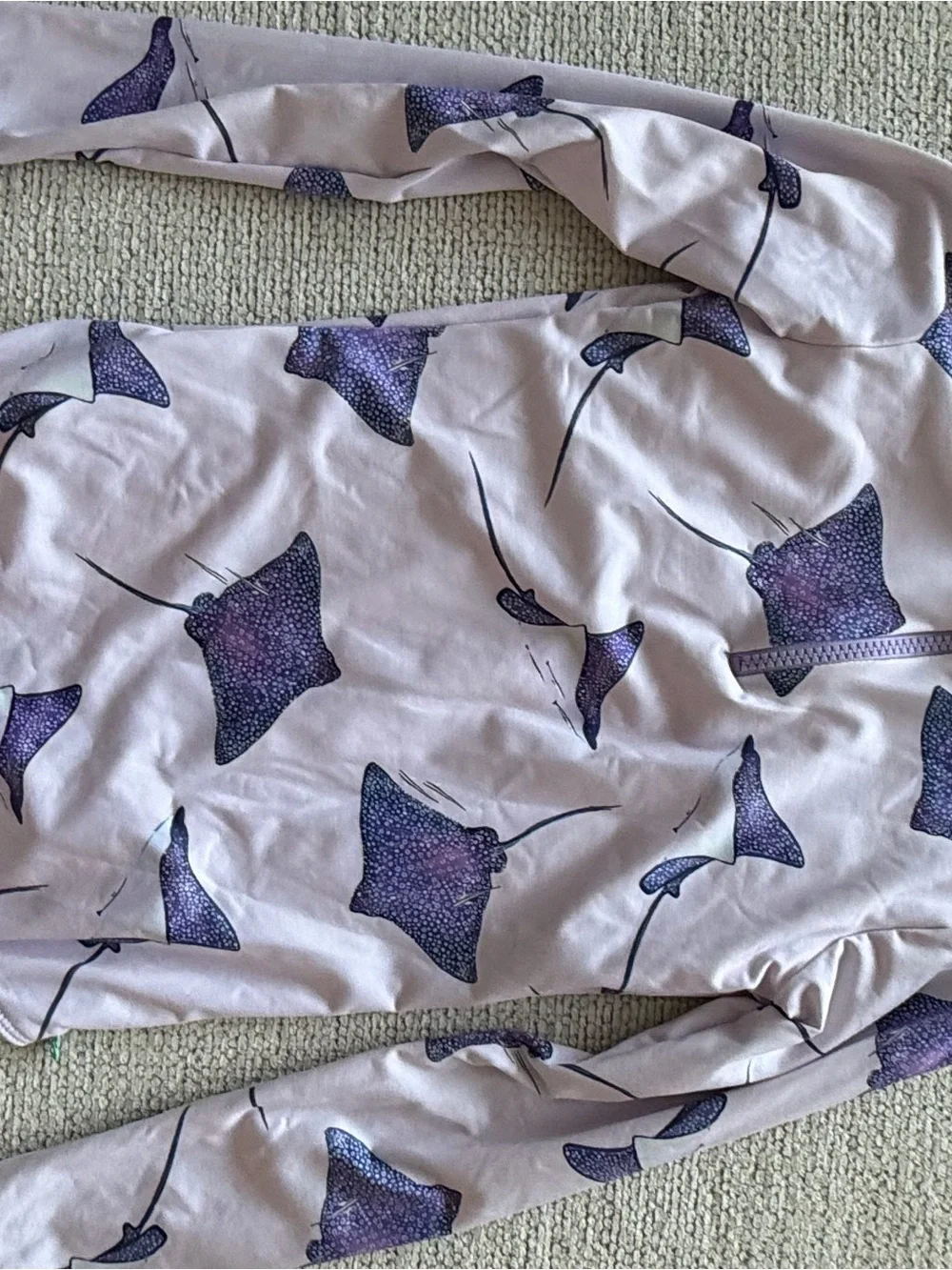 Pepita & me.   Kids Long Sleeve Swim One-Piece in Light Purple with Ray Print